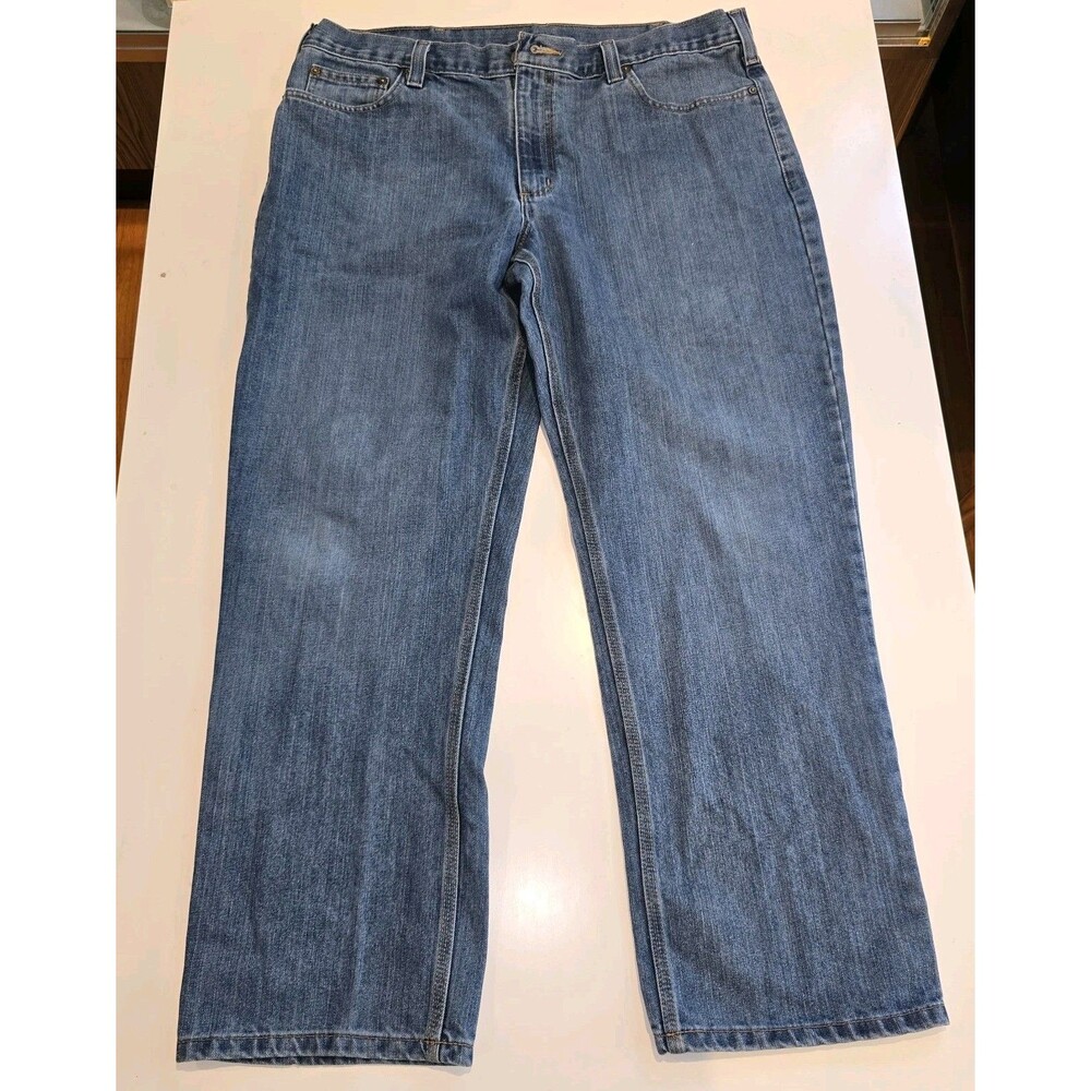 Carhartt 38x30 Relaxed Fit Distressed DenimJeans Mens Blue 14806 Light Fade